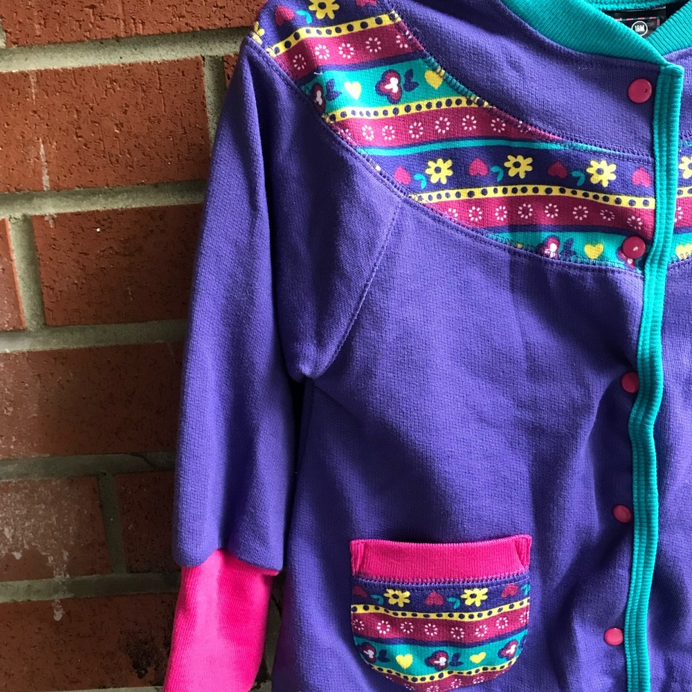 80’s Vintage Colourblock Button Down Sweatshirt Oversized Deadstock Zeddy Zeller - Picture 3 of 4